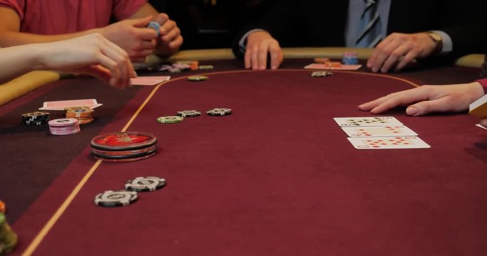 Casino table burgundy, bet chips