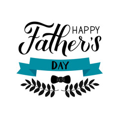 Happy Fathers Day calligraphy hand lettering isolated on white. Father day celebration typography poster. Easy to edit vector template for greeting card, banner, flyer, postcard, party invitation.