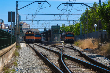 Fototapeta na wymiar railroad and passenger train, intercity