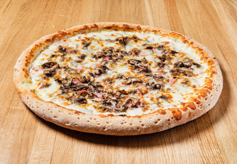 italian pizza on the wooden background