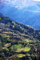 Naklejka na ściany i meble Photo of Village in the mountains of Georgia, Adjara, spring
