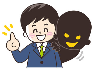 悪巧みをする男性