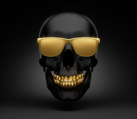 Schädel mit goldener Sonnenbrille