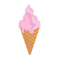 Ice Cream. Flat Design. Flat Icon. For Summer Time Sale Flyer, Card, Sticker, Poster and Other. For Web and Print. Vector Illustration.