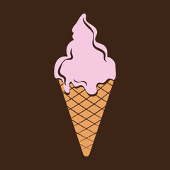 Ice Cream. Flat Design. Flat Icon. For Summer Time Sale Flyer, Card, Sticker, Poster and Other. For Web and Print. Vector Illustration.