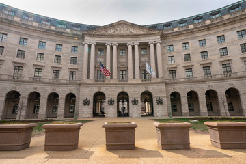Washington DC building around Federal Triangle station architecture nearly old post office, United...