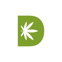 Letter with cannabis leaf for logo design