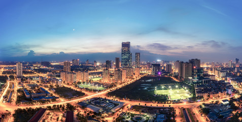 Hanoi city skyline view by twilight period, Pham Hung street, Cau Giay district