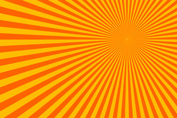 Yellow Orange Sun Ray Burst from Corner Abstract Background, Vector. 