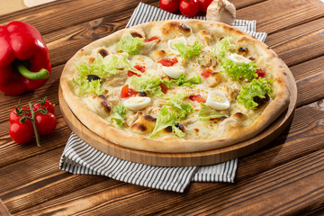 Restaurant pizzeria menu with delicious taste pizza Caesar 