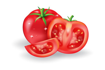 red fresh tomatoes slice 3d realistic vector
