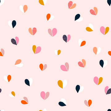 Colorful cute hand drawn heart  seamless pattern background vector design for fashion,wallpeper,web,fabric