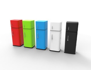 3d rendering of a refrigerator isolated on white studio background