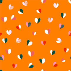 Colorful and bright Cute Vector Illustrations hand drawn Hearts Vector seamless Pattern Illustration.Design for fashion ,fabric,web,wallpaper,and all prints