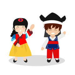 kids  Korean traditional costume isolated on white background