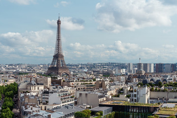 Paris city in France with Eiffel tower iconic and symbol of France in summer