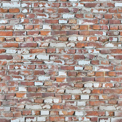 Cracked old red brick wall.Texture or background