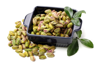 Pistachios on a white background