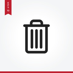Trash vector icon in modern style for web site and mobile app