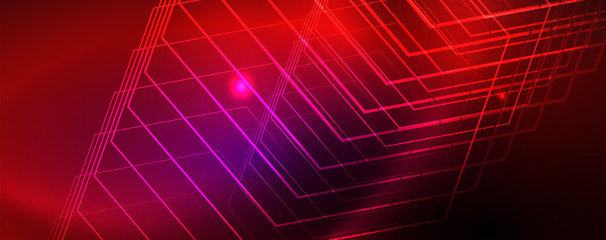 Shiny glowing design background, neon style lines, technology concept, vector