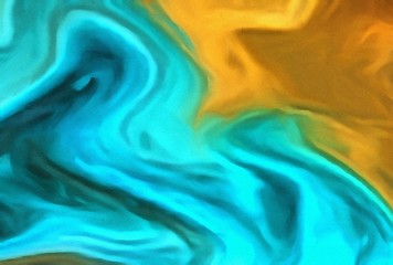 Obraz premium Abstraction painted in oil style. Colorful texture background. Multicolored wallpaper graphic design. Pattern for creating artwork and print. Crazy warm colors and cartoon effect. Fun psychedelic art.