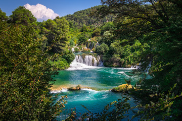 Fototapeta premium Krka National Park waterfalls , Dalmatia, Croatia near Sibenik