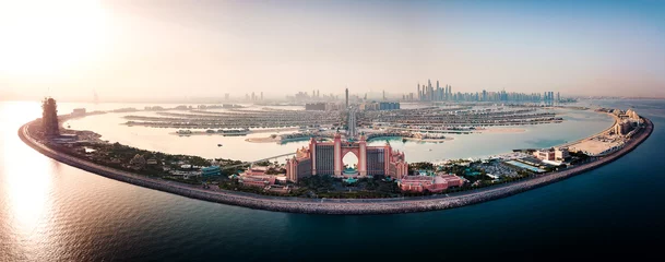 Rolgordijnen Dubai Het Palm-eiland in de luchtfoto van Dubai