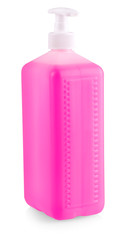 The Liquid container for gel, lotion, cream, shampoo, bath from pink  cosmetic plastic bottle