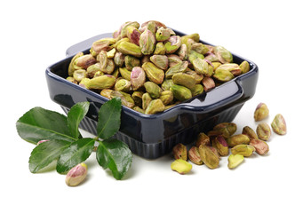 Pistachios on a white background