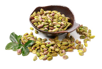 Pistachios on a white background