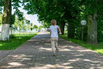Portrait of a boy walking in the Park