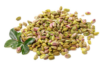 Pistachios on a white background