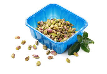 Pistachios on a white background