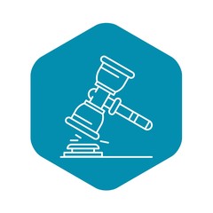 Judge hammer icon set. Outline set of judge hammer vector icons for web design isolated on white background