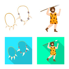 Isolated object of evolution and neolithic sign. Set of evolution and primeval stock symbol for web.