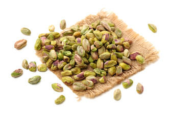 Pistachios on a white background