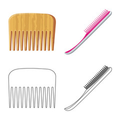 Isolated object of brush and hair logo. Set of brush and hairbrush stock symbol for web.