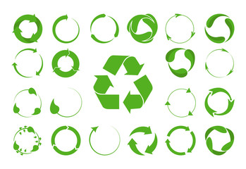 Recycle arrows vector set -ecology icons collection.