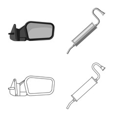 Vector illustration of auto and part logo. Collection of auto and car stock symbol for web.