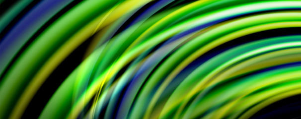 Fluid color waves with light effects, vector abstract background