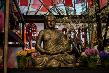 Flower garden, Netherlands, , a statue of a person