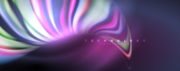 Fluid color waves with light effects, vector abstract background