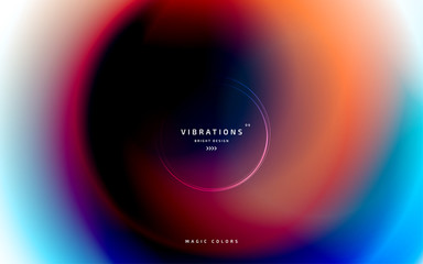 Abstract background with blurred fluid gradient. Liquid design in spiral shape of trendy vivid colors. Minimal poster with gradual blend between shades. Vector illustration