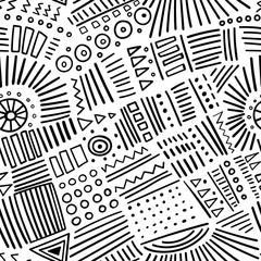 abstract marker black lines seamless pattern