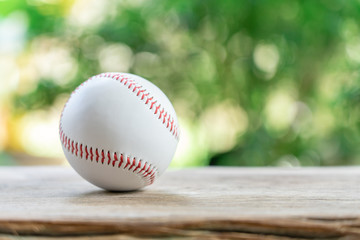 baseball on Abstract background and red stitching baseball. White baseball with red thread.Baseball is a national sport of Japan. It is popular.