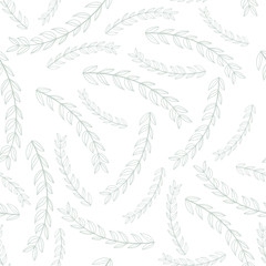 Herbal seamless pattern on white background