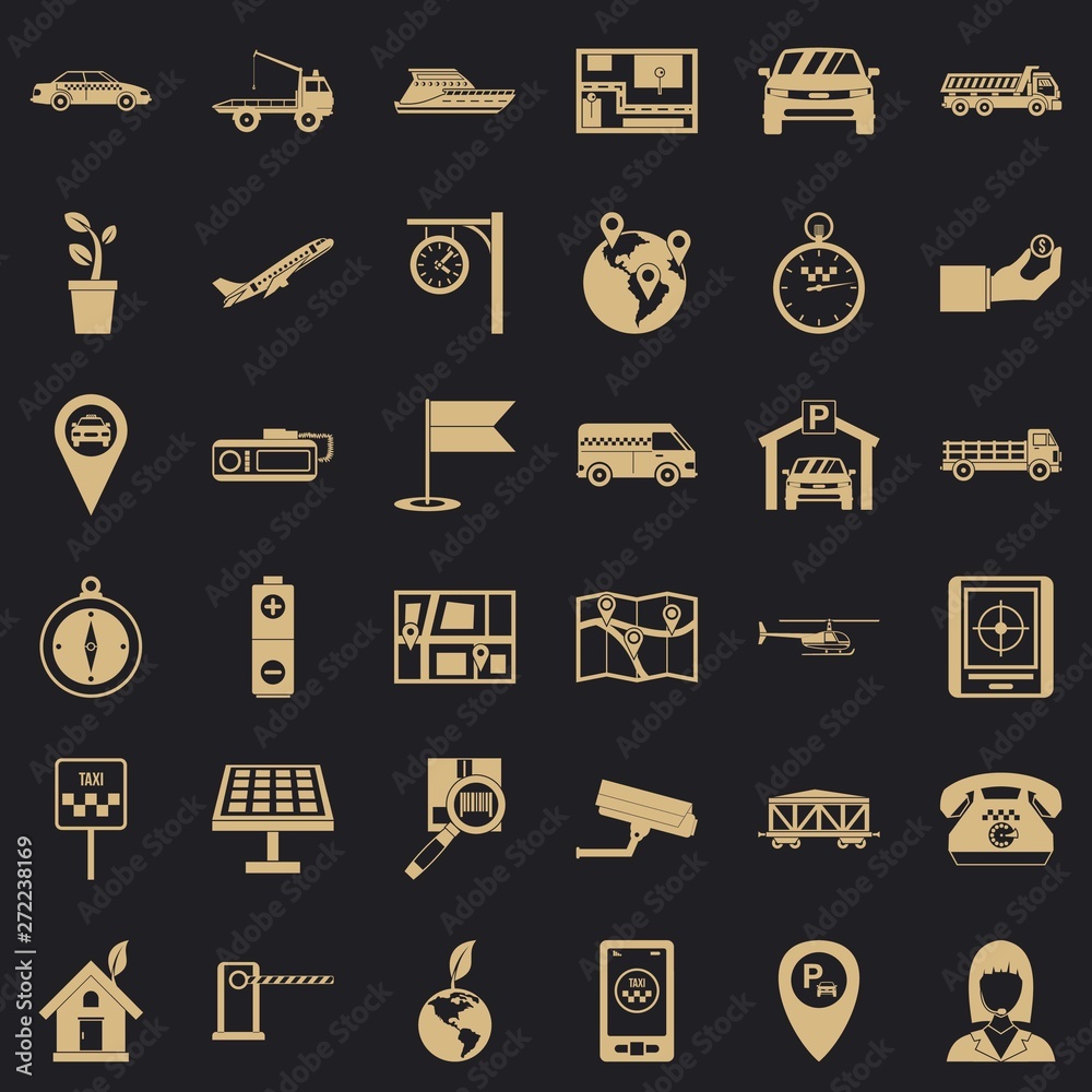 Poster air navigation icons set. simple set of 36 air navigation vector icons for web for any design