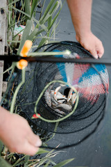 Obraz premium fishing for fun and some fish on a hook with a float and in a grid