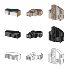 Vector illustration of facade and housing sign. Set of facade and infrastructure stock symbol for web.