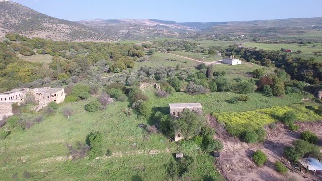 Aerial view of Maronite Church, Banias. Hermon. Israel. DJI-0017-08